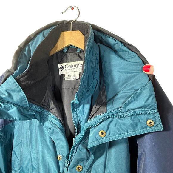 Vtg COLUMBIA Ski Jacket Mens L Gizzmo 3-In-1 Full Zip 2 pc SET Blue Teal - Picture 3 of 16